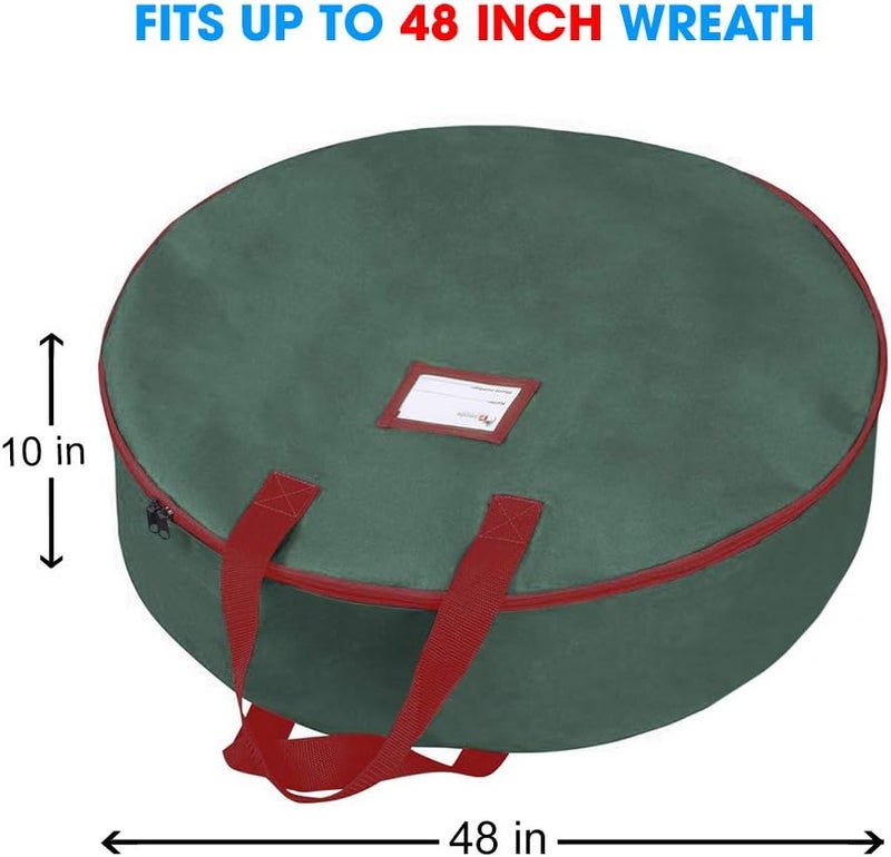 Primode Heavy Duty Christmas Wreath Storage Bag 48" - Handles Made Of Durable 600D Oxford Polyester Material Storage Bag Extra Large 48” Holiday Wreaths Container (Green) - Image 2